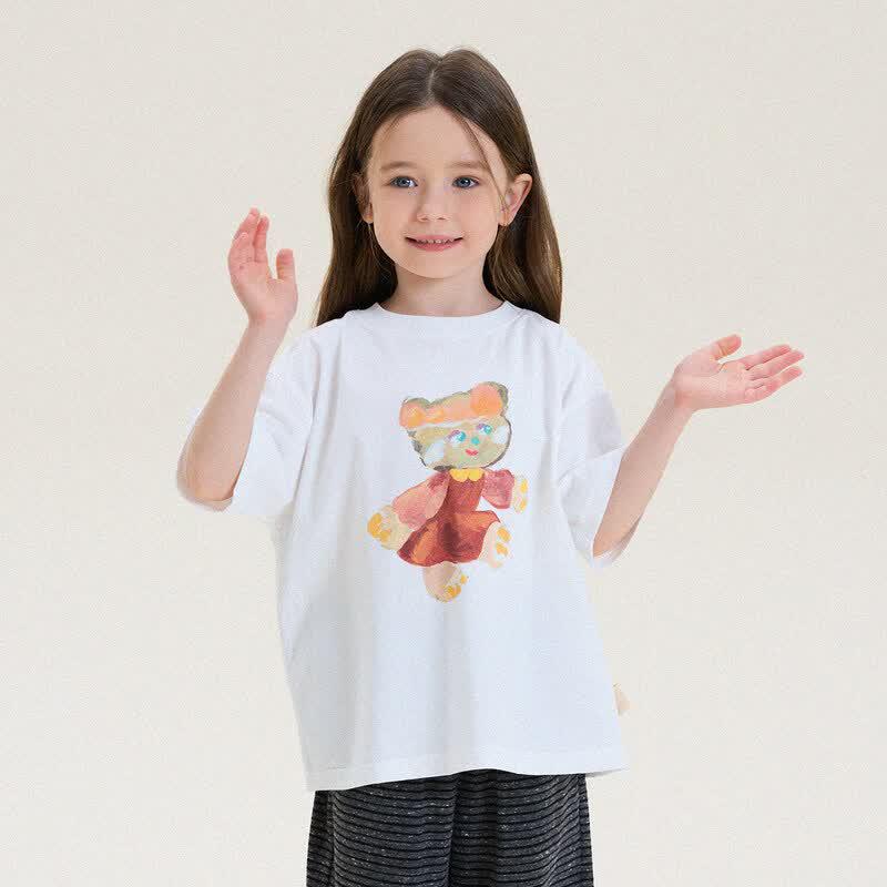 Yun'er Ma Girls' Cartoon Print Cotton T-Shirt