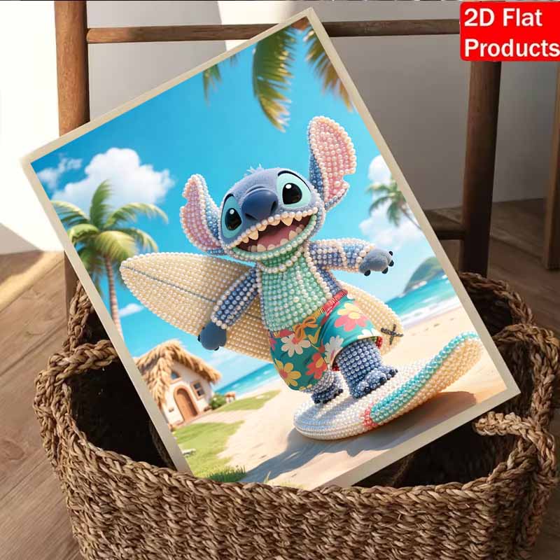 Disney Pearl Art Painting Stitch Surfing Beach Home Wall Decor Art Crafts Handmade DIY Adult/Beginner Gift Creative Home Decor Frameless 146