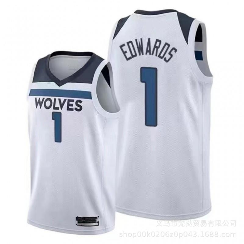 Męska Koszulka do Koszykówki Minnesota Timberwolves Edwards 5 Towns 32 Wiggins 1 Dekolt V Bez Rękawów Bawełniana Koszulka Sportowa