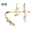 Women Palm Bracelet Alloy Twisted Sparkling Leaf Shape Rhinestone Adjustable Fit Fit for Most Finger Sizes Hand Jewelry for Wedding Party