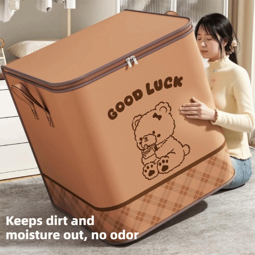 Non-woven Fabric Clothes Quilt Storage Bag Large Capacity Dust-proof Luggage Moving Bag Moisture-proof Bear Pattern