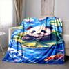 1pc Panda Lotus Lightweight Flannel Blanket, Comfortable and Warm Blanket, for Office and Camping Sofa Bed, Livingroom187