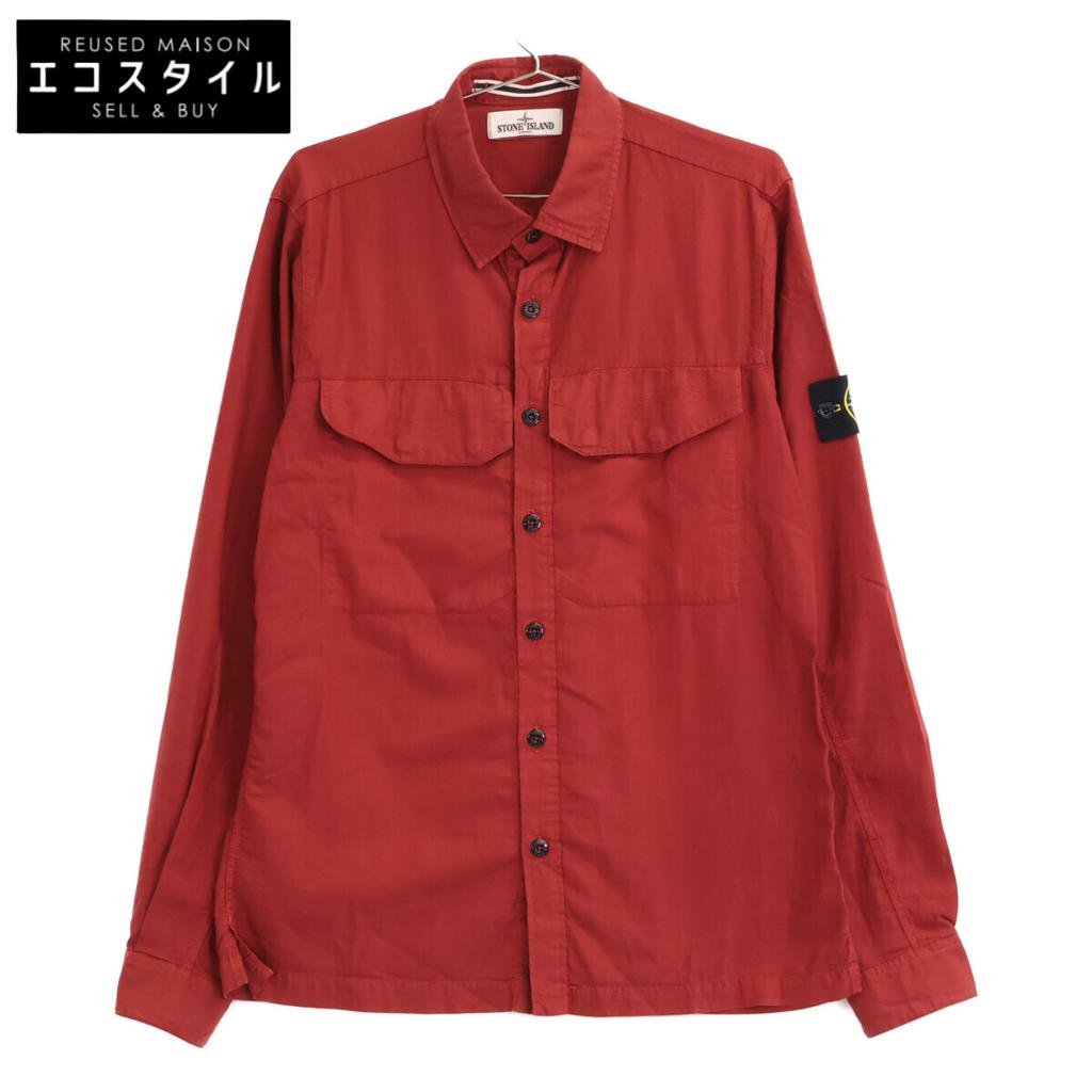 STONE ISLAND Red Garment Dye Long Sleeve Shirt tops M RedUsed