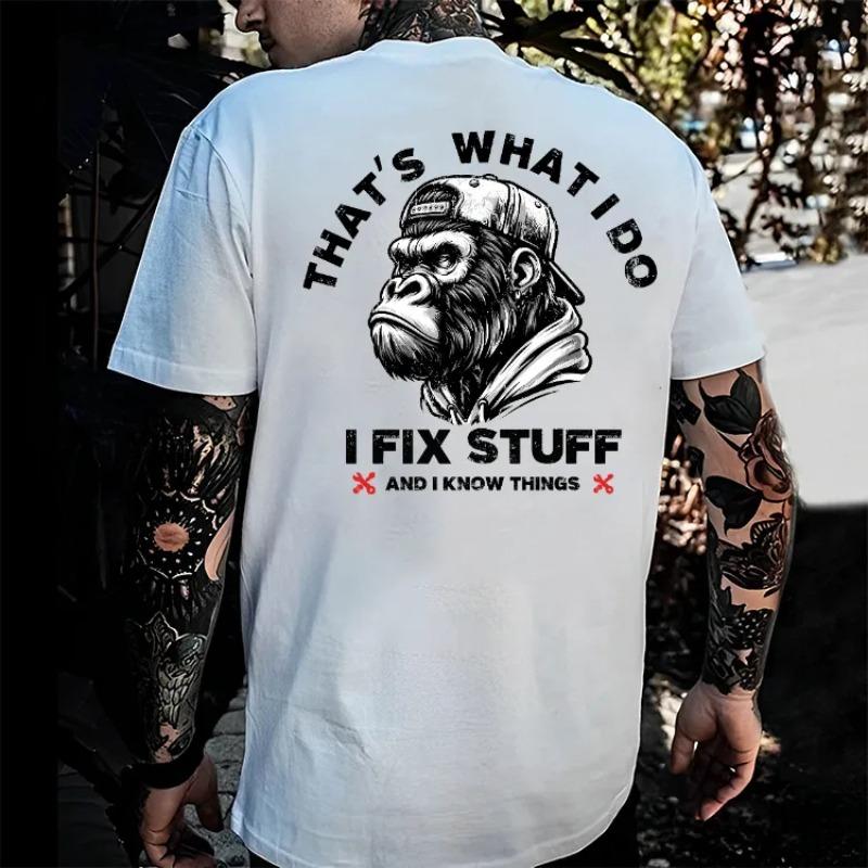 Gorilla Letter Pattern Cotton Tshirt Unisexs 2026 Summer Retro Neutral Short Sleeved Casual Streetwear Trend Top