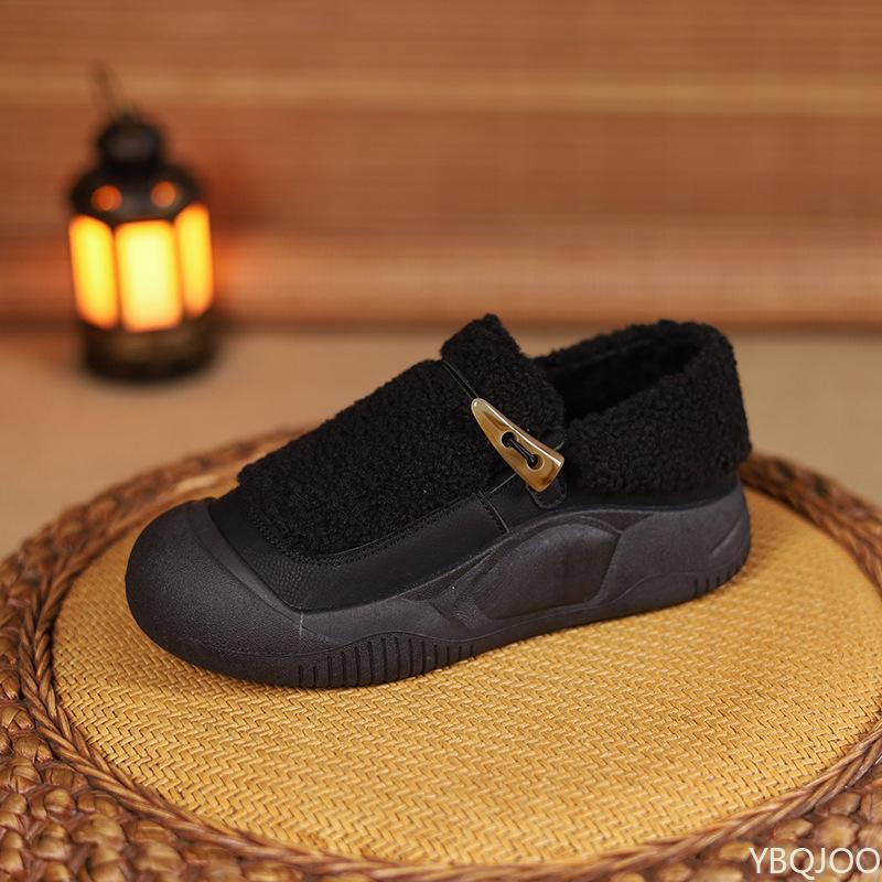 Winter Artificial Velvet Cotton Women'S Shoes Plush Casual Warm New Thick Sole Flat Bottom Versatile Vulcanized Shoes Matching