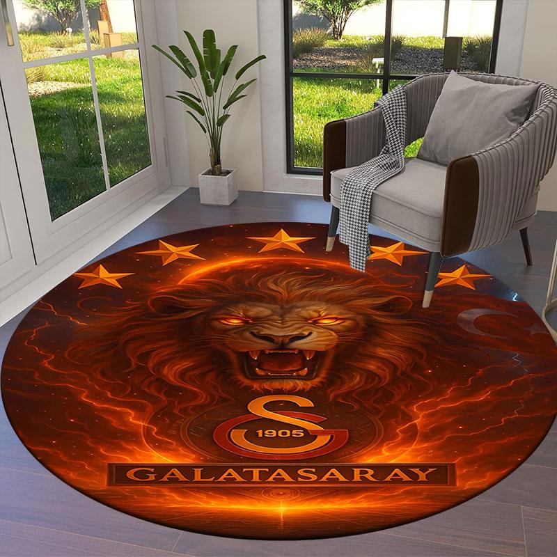 Galatasaray SK Round Area Rug,Carpet Rug for Living Room Bedroom Sofa Playroom Decor,Non-slip Floor Mat