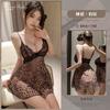 Bellissimo filato nuovo sexy stampa leopardo sesso prospettiva tentazione bretella camicia da notte scollatura profonda pizzo sesso camicia da notte donna