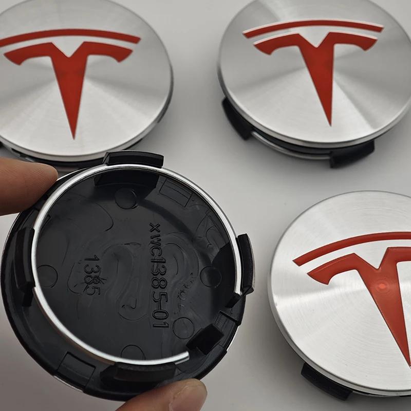 Samolepka na auto 2025 Nové Tesla 4ks ABS 56mm Kryty odznaků Tesla Model 3 Model Y Krytky nábojů Středové krytky kol pro Tesla Model Y X S 202