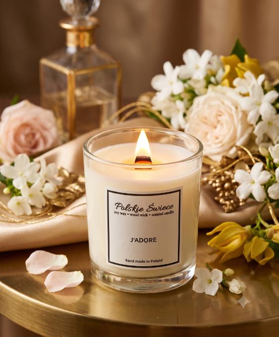 soy candle with a wooden wick + JADORE