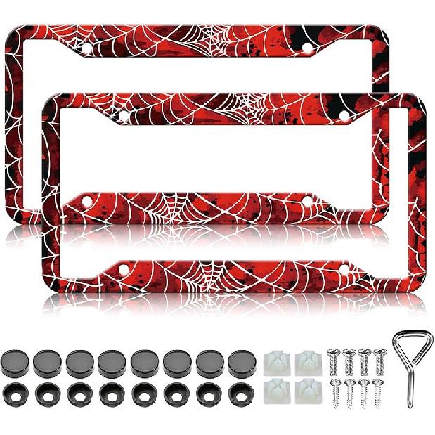 HCSS 2PCS American Flag Eagle License Plate Frames Patriotic US Flag License Plate Holder Stainless Steel Auto Parts Rust-Proof Waterproof Car