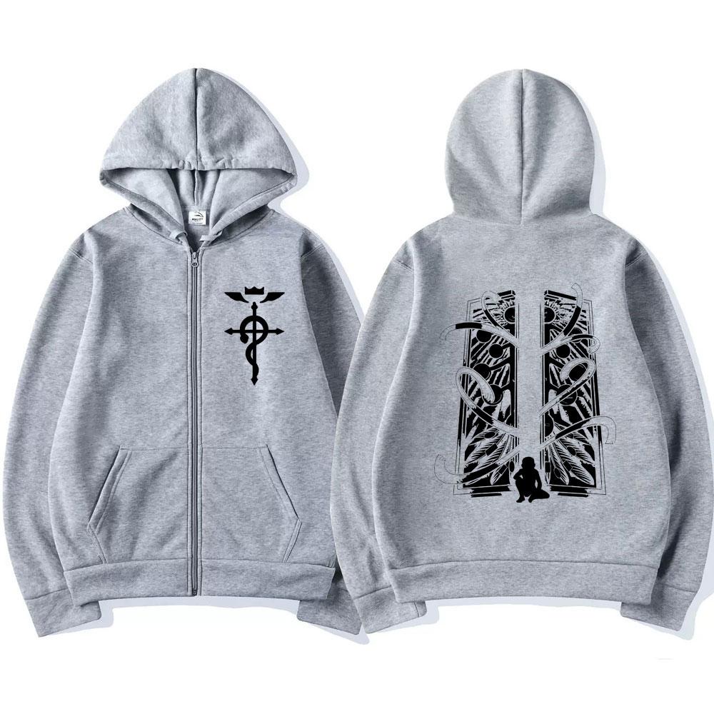 Fashionable Creative Fun Anime Print Sweatwear Thick Warm Autumn Winter Loose Oversized Casual Versatile Long Sleeves Zipper Coat Hoodies