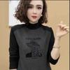 2025 Autumn and Winter New Product Fashion Age-reducing Splicing Thin Bottoming Shirt Women's Semi-turtleneck Korean Version Long-sleeved