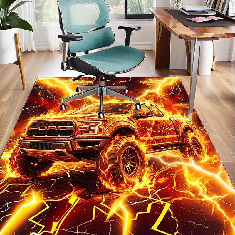 Nighttime Truck Drive Office Rug Chair Mat, Game Carpet, Suitable for Front Door, Bedroom, Living Room, Desk, Holiday Gift