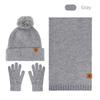 3Pcs/Set Thicken Knit Beanie Snood Set Plush Lining Touchscreen Gloves  for Men Women