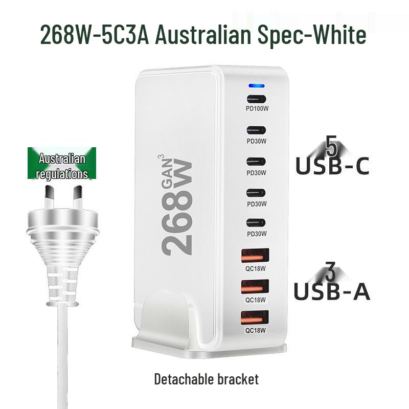 240W GaN PD Multi-Port Charger for Phones and Laptops - High Power Desktop Charging Station