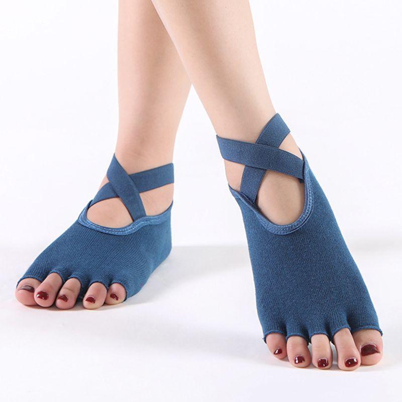 

Носки для йоги Нескользящие Профессиональные Женские Носки с Пальцами Носки для Пилатеса Носки для Дома Взрослые Нескользящие Носки для Йоги Hole Blue (Open Toe)