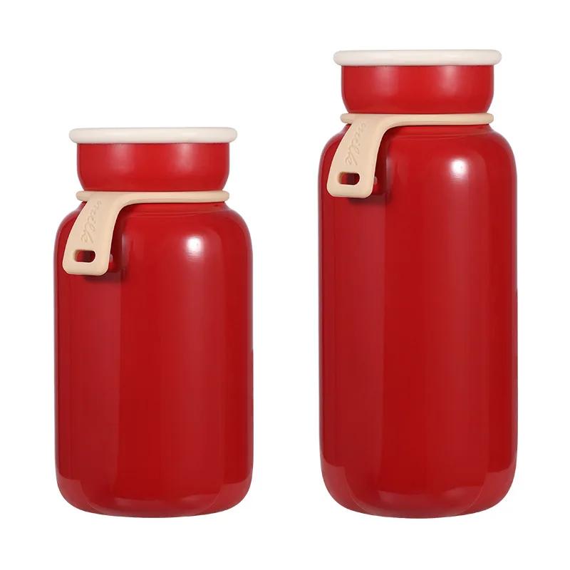 300/400ml 304 Stainless Steel Mini Vacuum Flask, Portable Insulated Milk Bottle with Handle for Daily Use