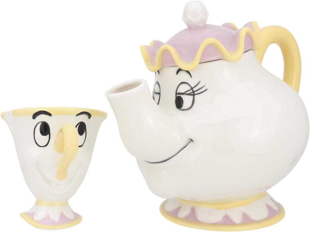 Sun Art Disney a čajová sada Potts and Chip Sada šálků Konvice na čaj Kráska a zvíře Dekorace do interiéru Disney SAN2704 "Kráska a zvíře" Mrs.