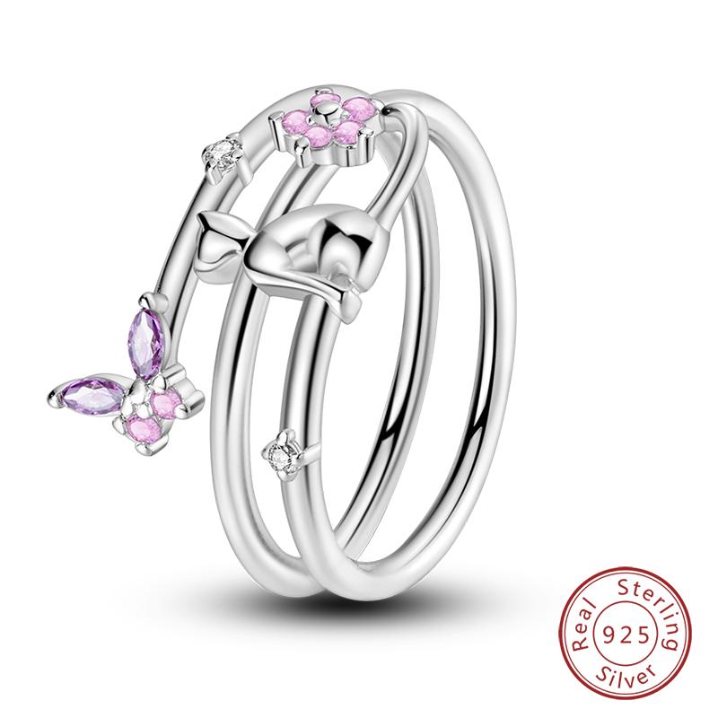 Rings For Women 925 Silver Heart Shaped Cross Crown Rings Sparkling Colorful Zircon Wedding Engagement Jewelry Gifts