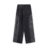 Unisex Streetwear Wide Leg Jeans Vintage Black Grey Patchwork Denim Pants Relaxed Fit Fall