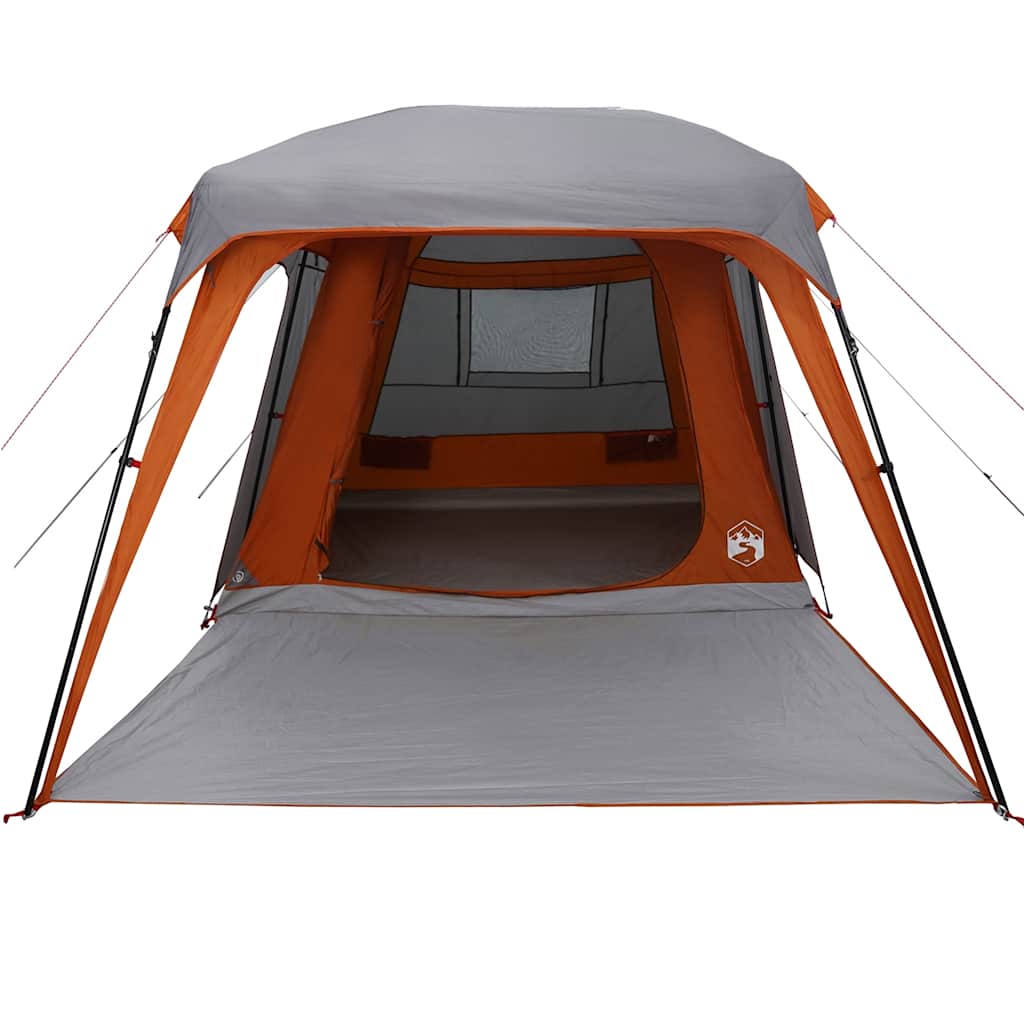 5 Person Camping Tent with Awning Grey and Orange Waterproof