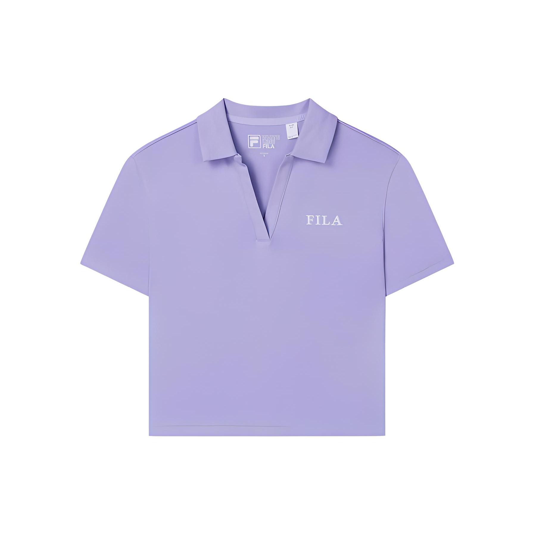 

New FILA Polo Shirt Women s Milk Taro Purple F51W429102F-PU XS