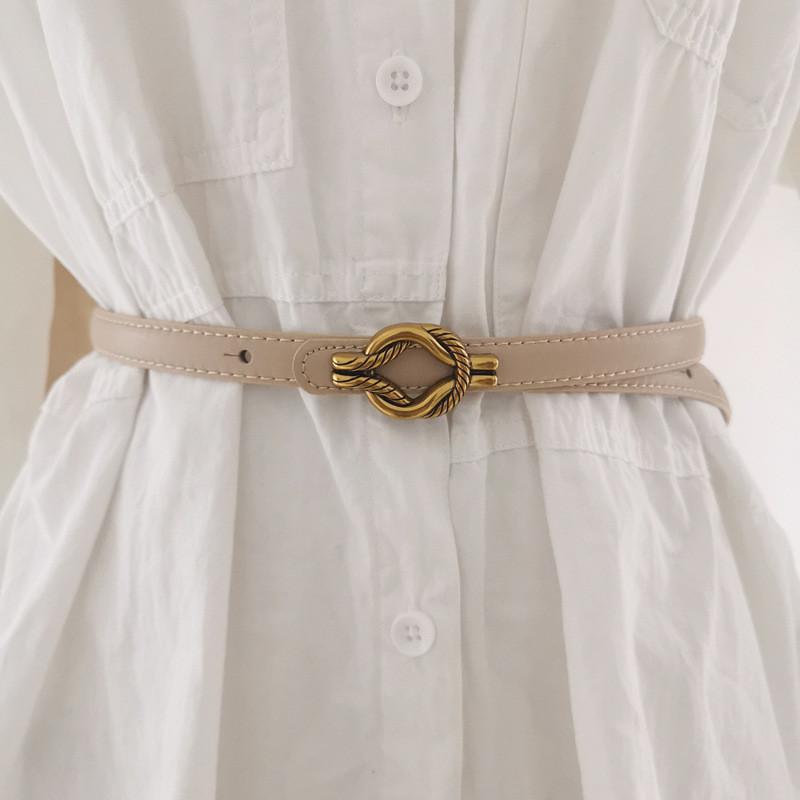 Retro Minimalist Womens Belt Metal Buckle Fashion Dress Decoration Waist Belt