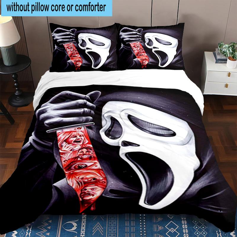 3PCS Scr-eam Horror Movie 3pcs Bedding,Including 3PCS Duvet Cover And 2pcs Pillowcases Perfect for Christmas,Ideal for Bedroom, Dormitory