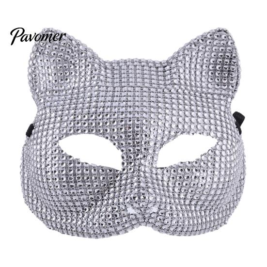 Luxury Rhinestone Costume Mask Full Halloween Mask, Sparkling Skull And Cat Face Carnival Adjustable Elastic Straps for Theme Dances Decorative Party