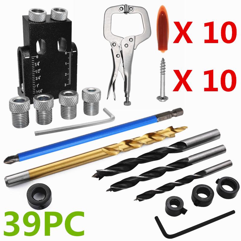 Black 15° Woodworking Pocket Hole Jig - Drilling Locator for Wood Board Installation