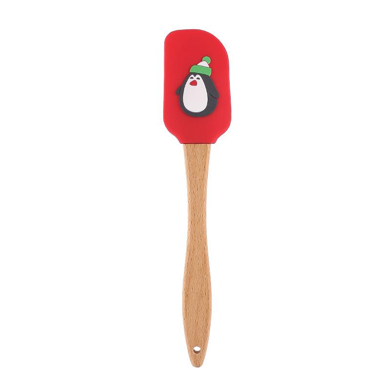 Christmas Series Cake Cream Spatula Wooden Handle Silicone Pastry Scraper Non-Stick Butter Batter Mixer Kitchen Baking Tools