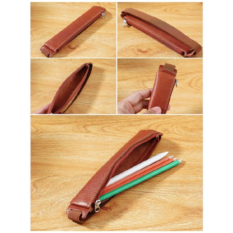 Leather Stylus Sleeve Portable Capacitive Pencil Case with Adjustable Elastic Band for Tablet Notebook Planner Folder