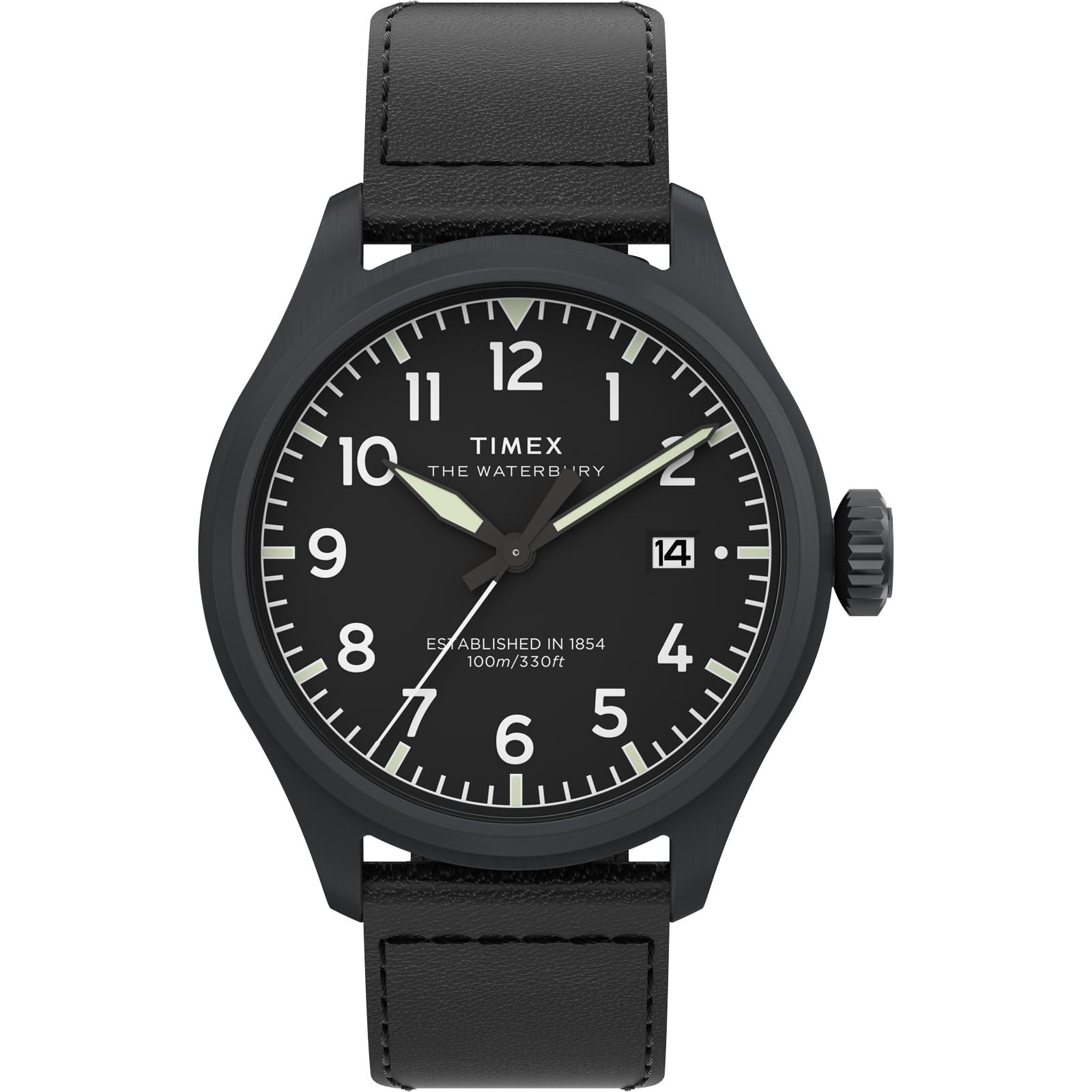 TIMEX Waterbury TW2Y18900 Унисекс Кварцевые 10 АТМ Водостойкие Минеральное Стекло Черная Нержавеющая Сталь Часы чёрный