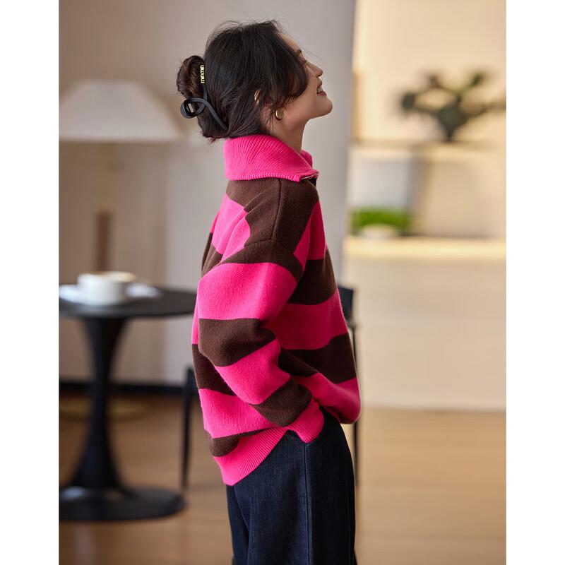 Demana Rosehip Jam Striped Knit Sweater for Women