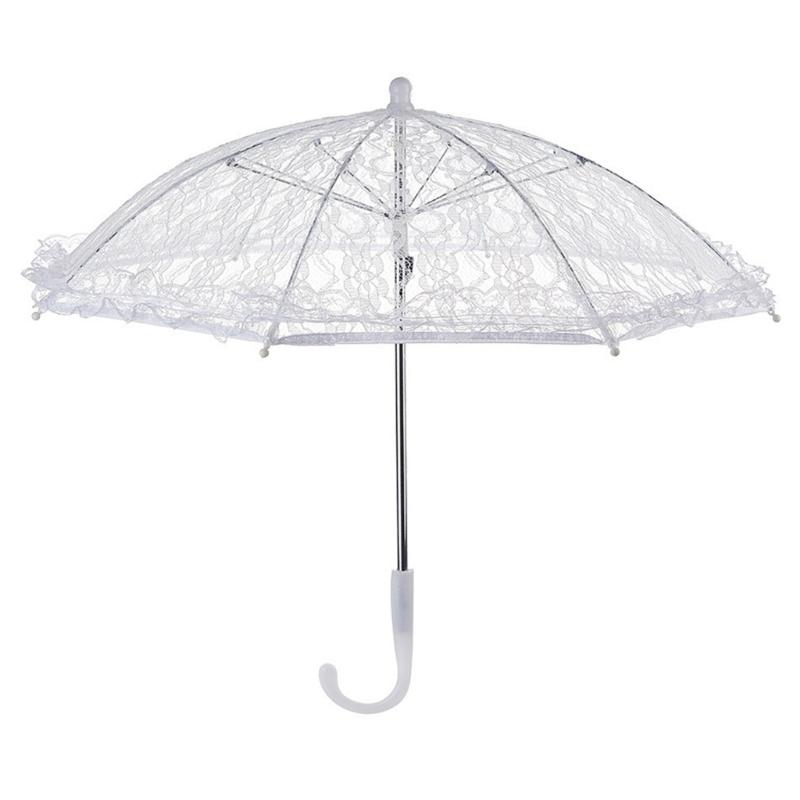 Кружевной Солнечный Зонт Винтажный Кружевной Вышитый Зонт от Солнца Свадебный Декоративный Зонт для Детей Чаепития и Фотосессий белый