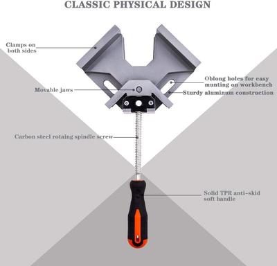 90 Degree Right Angle Clip Clamp Single Handle Aluminum Alloy Corner Clamp Woodworking Picture Frame Clip Right Angle Folder