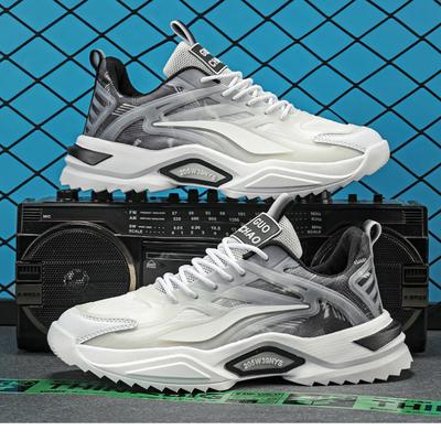 2025 Herren Mesh Atmungsaktiv Klobige Plateau-Sneaker Trendige Schnür-Freizeitlaufschuhe Bequemes Sportschuhwerk für Jugendliche