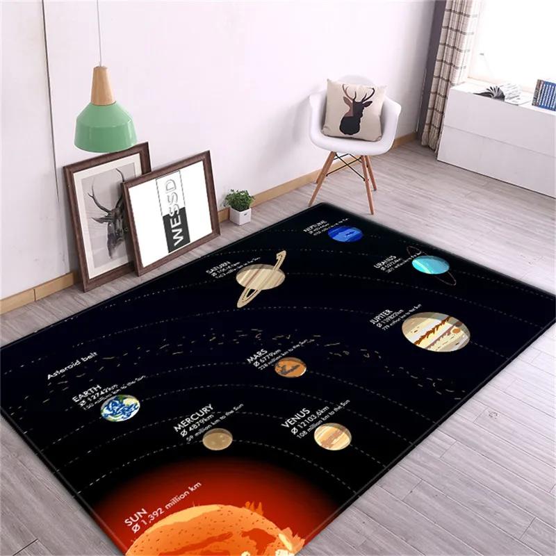 3D Solar System Children Room Carpet Space Planet Rug for Boy Bedroom Anti-slip Mat Bathroom Home Decor Play Crawling Floor Mat