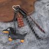 Dachshund Keychain Pendant Faux Leather Pendant, Cartoon Dog Hanging Decor with Braided Rope, Handbag Decorative Accessories Metal Carabiner Charm