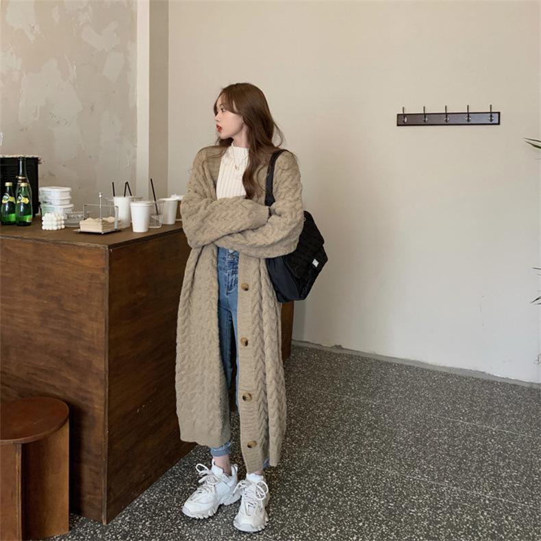 Cardigan retrò Lazy Wind con aghi intrecciati e bastone spesso autunno e inverno, maglione taglie forti