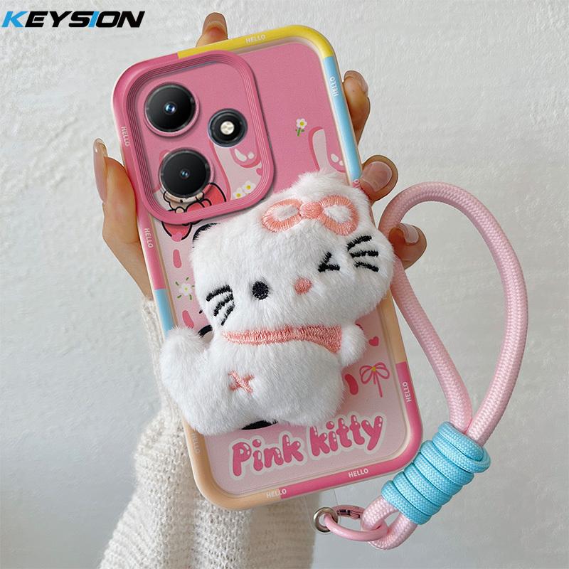 

KEYSION Милый 3D Мультяшный Плюшевый Чехол для Infinix Hot 30i со Шнурком Мягкий Силиконовый Ударопрочный Чехол на Заднюю Панель Телефона для Infinix Hot30i for Infinix Hot 30i