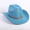 Nuovo colore cappello da cowboy western da uomo e da donna versatile per il pendolarismo stile semplice tesa larga cappello a cilindro cappello da sole