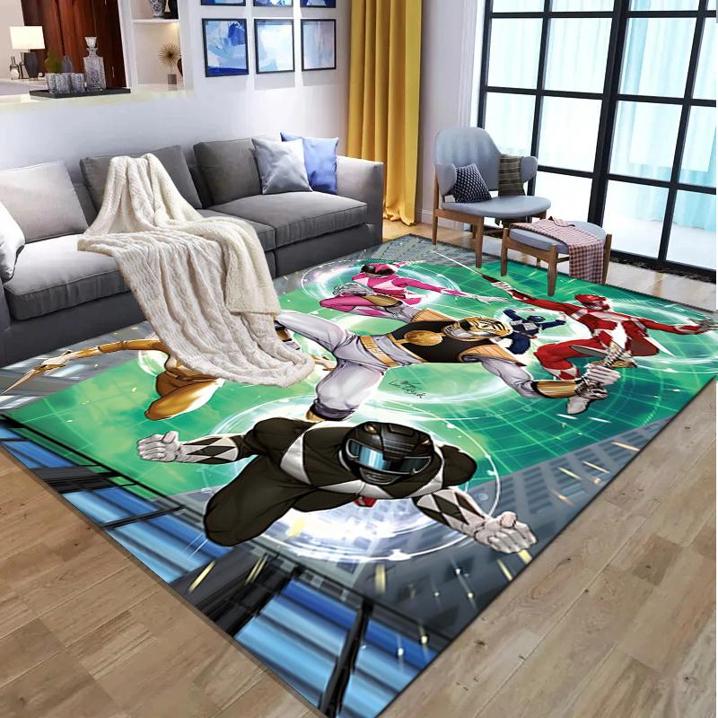 Mighty Morphin Power Rangers Pattern Rug, Indoor/Outdoor Mat, for Picnic, Gameroom, Bedroom, Office, Living Room, Home Decor Carpet, Birthday Gift