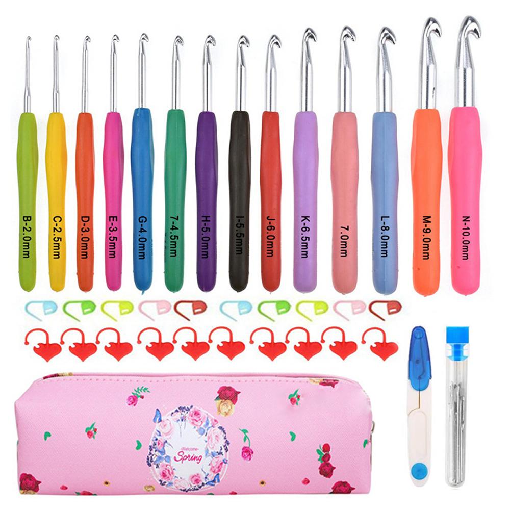 9Pcs Crochet Hook Set Colourful Crochet Hooks 3-12 Mm Hook Head for Beginners Ergonomic Plastic Knitting Needles Set