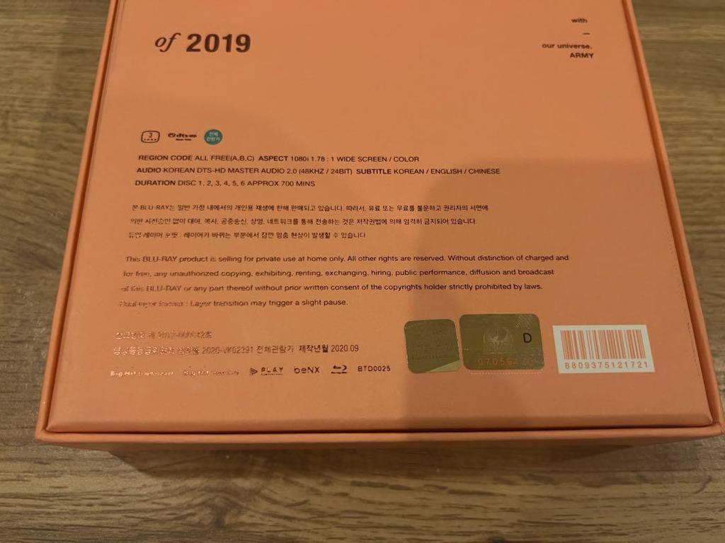 [USED] BTS MEMORIES 2019 Blu-ray Yoongi
