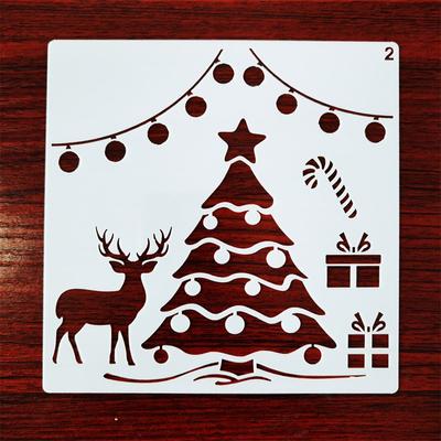 12 Stück Weihnachts-Zeichnungsvorlagen aus PET, wiederverwendbar, DIY-Graffiti-Schablone, 12,7 x 12,7 cm, für die Wand- und Türdekoration zu Hause im Klassenzimmer