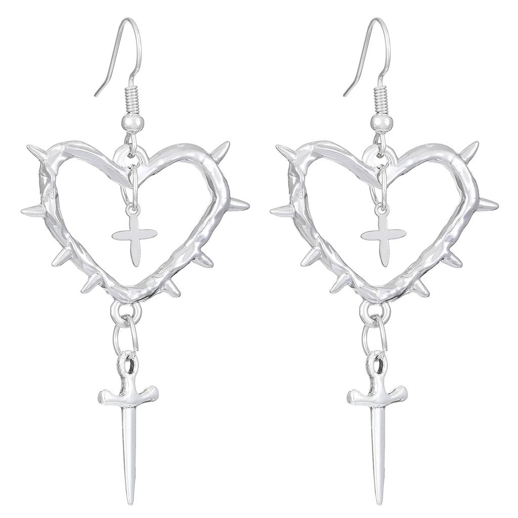 Trend Cross Black Heart Shaped Pendant Earrings Set  Luxury Quality Jewelry Birthday Gift