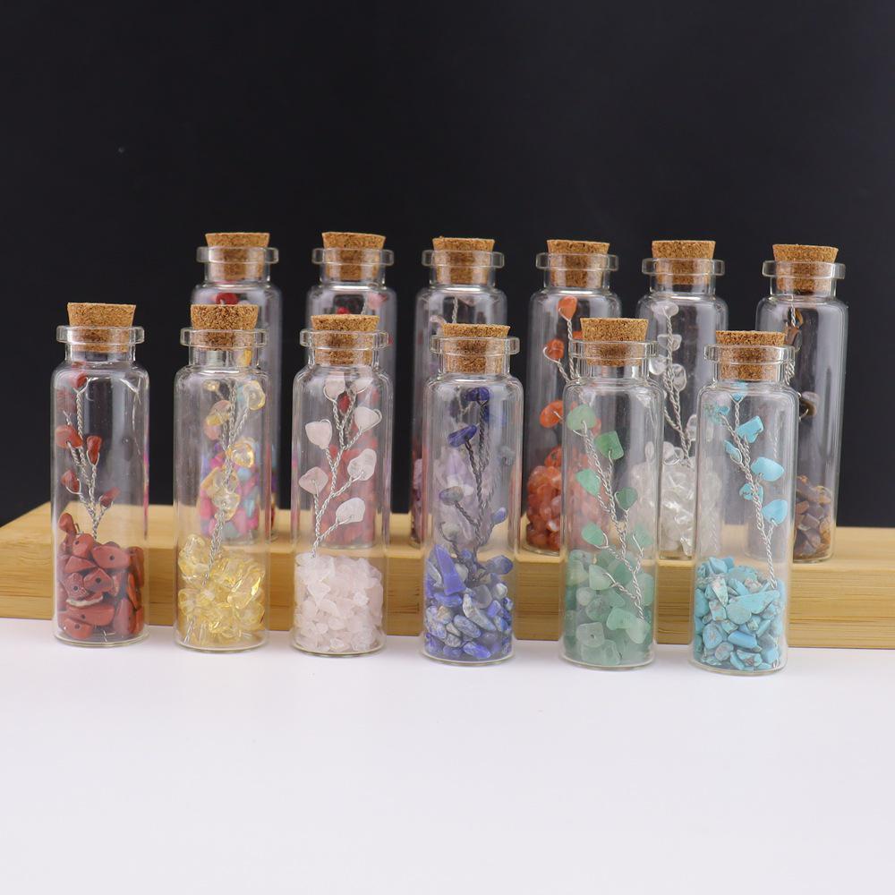 Seven-Color Gemstone Tree in Glass Bottle - Natural Crystal Specimen Craft