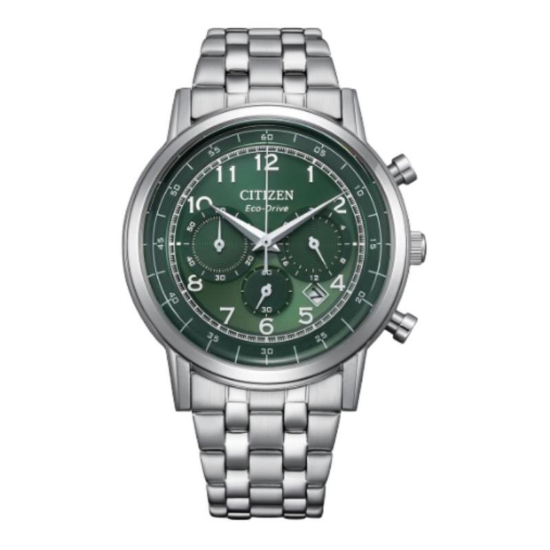 CITIZEN Eco-Drive Serie 50 Meter Wasserdicht Solar Quarz Stahlarmband 42mm Unisex Grünes Zifferblatt CA4630-53X grün