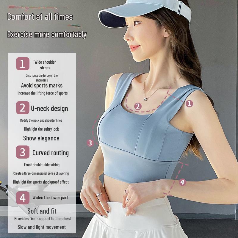 Women's Summer Sports One-Piece: Anti-Sag Yoga Vest & Fitness Bra with Elegant Gathered Back